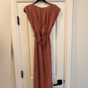 Zara Pleated Maxi Dress in Rust